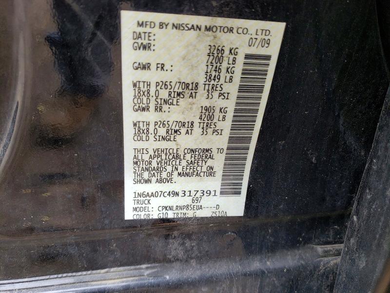Продаж на аукціоні авто 2009 Nissan Titan, vin: 1N6AA07C49N317391, номер лоту: 54260316