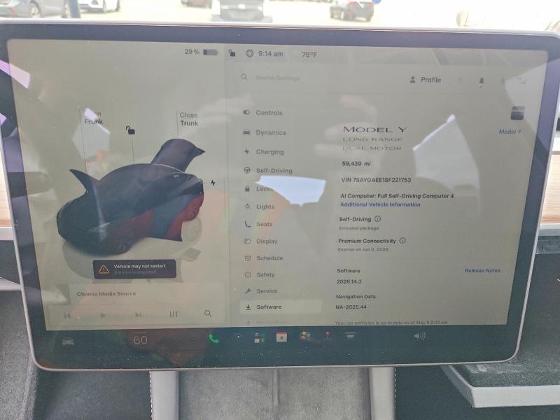 52556006 :رقم المزاد ، 7SAYGAEE1SF221753 vin ، 2025 Tesla Model Y مزاد بيع