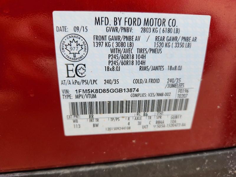 Продажа на аукционе авто 2016 Ford Explorer, vin: 1FM5K8D85GGB13874, номер лота: 54180506