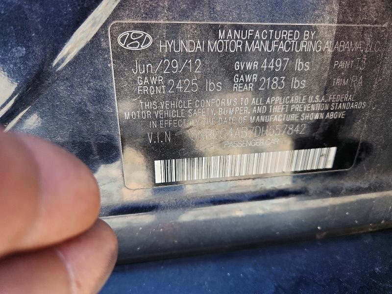 52179926 :رقم المزاد ، 5NPEC4AB7DH557842 vin ، 2013 Hyundai Sonata مزاد بيع