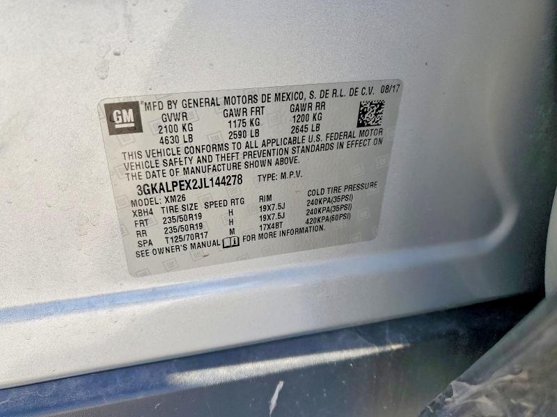 2018 Gmc Terrain მანქანა იყიდება აუქციონზე, vin: 3GKALPEX2JL144278, აუქციონის ნომერი: 54017246