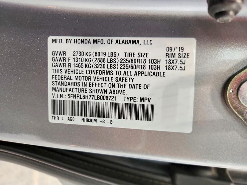 Продажа на аукционе авто 2020 Honda Odyssey, vin: 5FNRL6H77LB008721, номер лота: 53568156