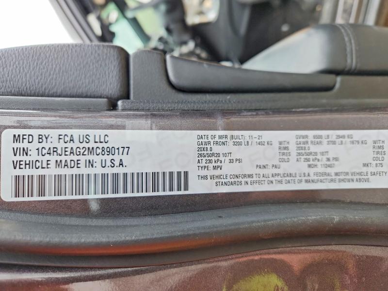 Продажа на аукционе авто 2021 Jeep Grand Cherokee, vin: 1C4RJEAG2MC890177, номер лота: 54211476