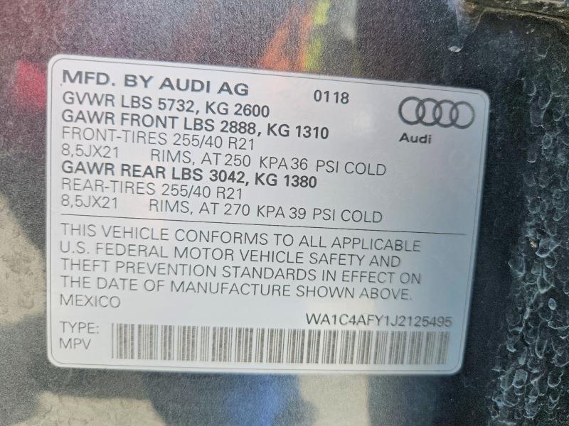 46782006 :رقم المزاد ، WA1C4AFY1J2125495 vin ، 2018 Audi Sq5 مزاد بيع