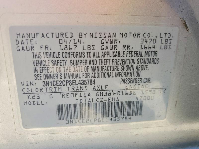 Aukcja sprzedaży 2014 Nissan Versa Note, vin: 3N1CE2CP8EL435784, numer aukcji: 55287366