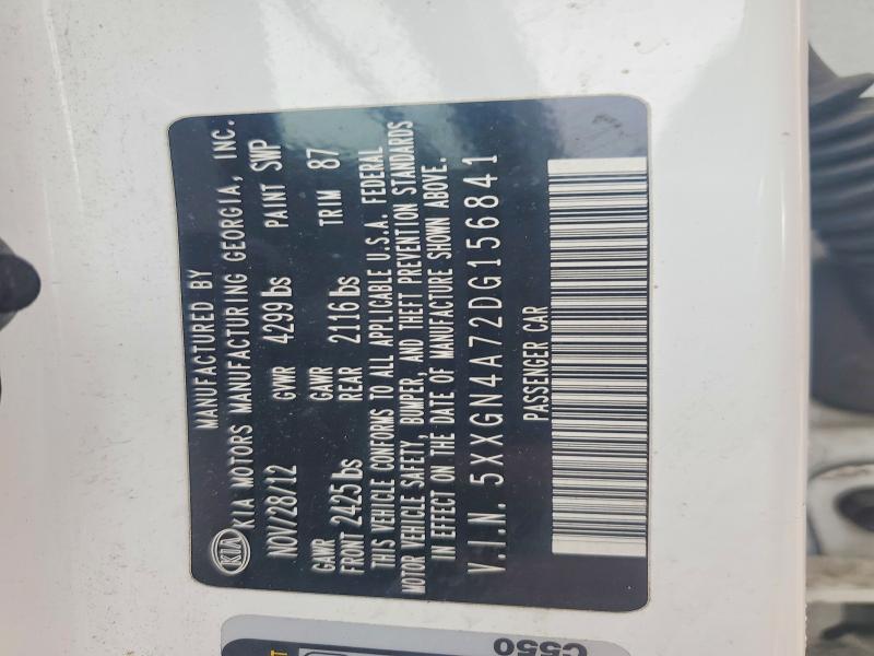 2013 Kia Optima მანქანა იყიდება აუქციონზე, vin: 5XXGN4A72DG156841, აუქციონის ნომერი: 52499636