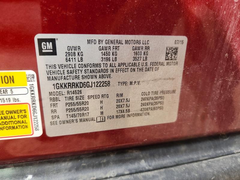 2016 Gmc Acadia მანქანა იყიდება აუქციონზე, vin: 1GKKRRKD6GJ122258, აუქციონის ნომერი: 51896756