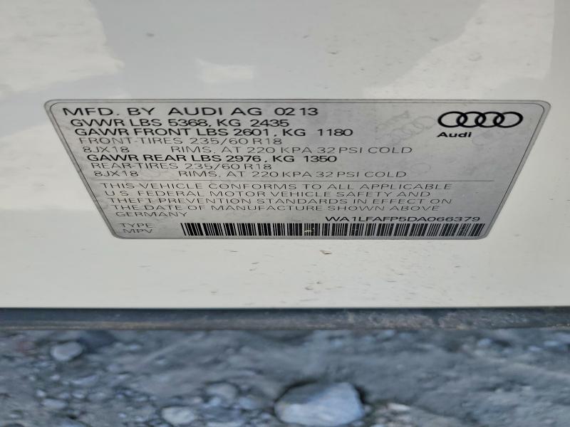 2013 Audi Q5 მანქანა იყიდება აუქციონზე, vin: WA1LFAFP5DA066379, აუქციონის ნომერი: 51033036
