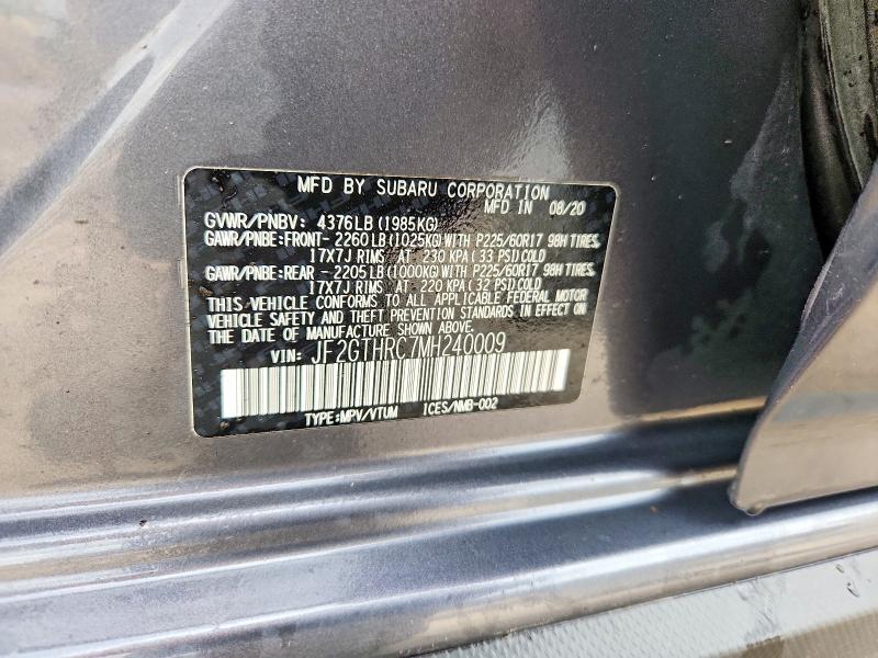 2021 Subaru Crosstrek მანქანა იყიდება აუქციონზე, vin: JF2GTHRC7MH240009, აუქციონის ნომერი: 52185986