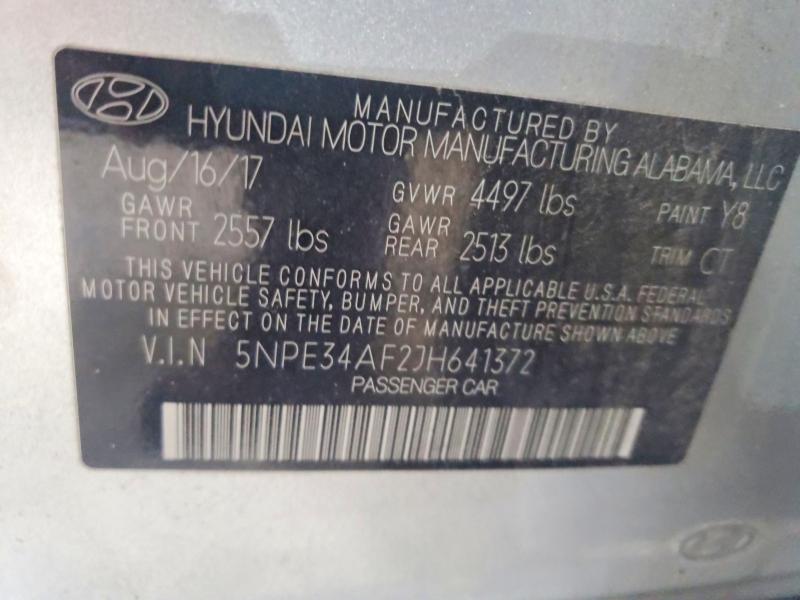 54068586 :رقم المزاد ، 5NPE34AF2JH641372 vin ، 2018 Hyundai Sonata مزاد بيع