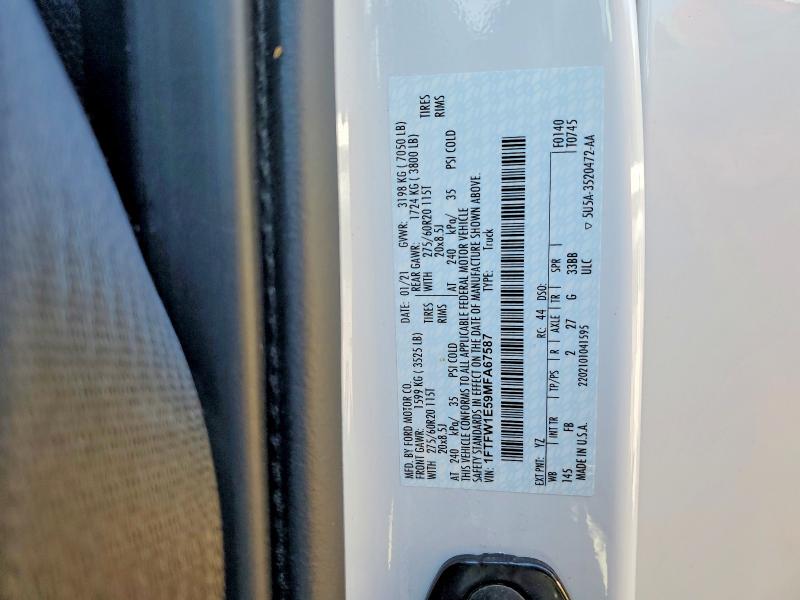 53418616 :رقم المزاد ، 1FTFW1E59MFA67587 vin ، 2021 Ford F150 مزاد بيع