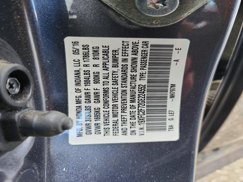 Продаж на аукціоні авто 2016 Honda Civic, vin: 19XFC2F72GE224552, номер лоту: 53662026