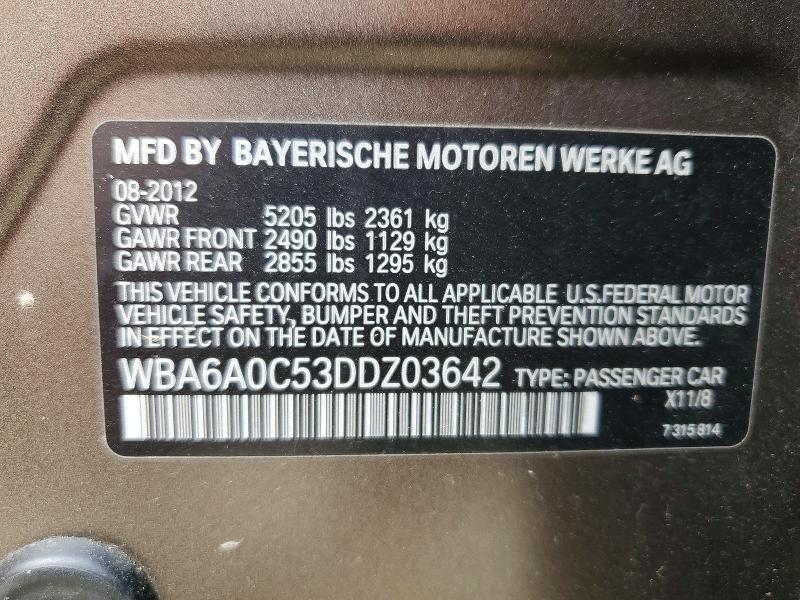 2013 Bmw 640 მანქანა იყიდება აუქციონზე, vin: WBA6A0C53DDZ03642, აუქციონის ნომერი: 52644396