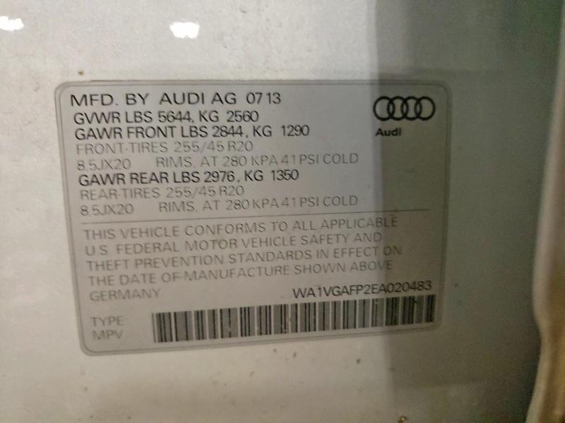 54238846 :رقم المزاد ، WA1VGAFP2EA020483 vin ، 2014 Audi Sq5 مزاد بيع