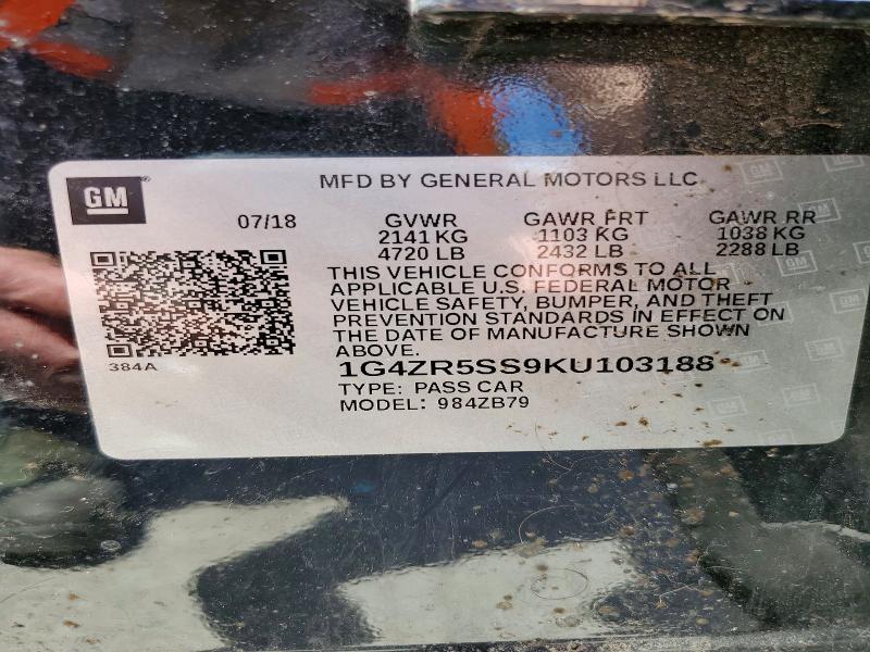53931156 :رقم المزاد ، 1G4ZR5SS9KU103188 vin ، 2019 Buick Lacrosse مزاد بيع