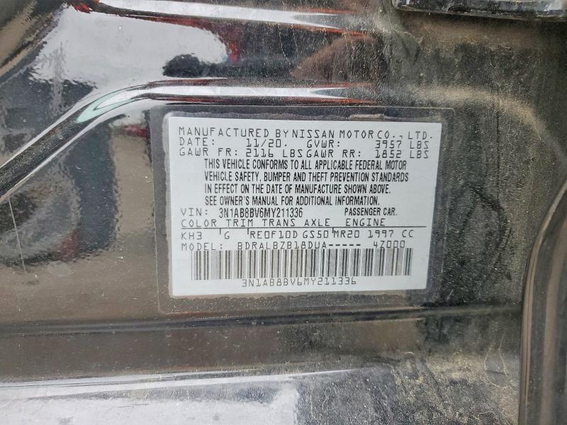 2021 Nissan Sentra მანქანა იყიდება აუქციონზე, vin: 3N1AB8BV6MY211336, აუქციონის ნომერი: 54018086