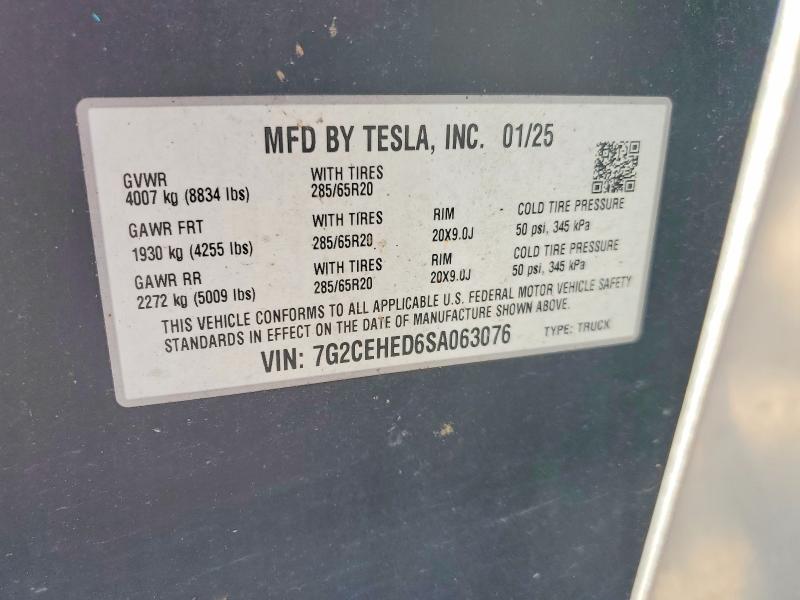 52474946 :رقم المزاد ، 7G2CEHED6SA063076 vin ، 2025 Tesla Cybertruck مزاد بيع