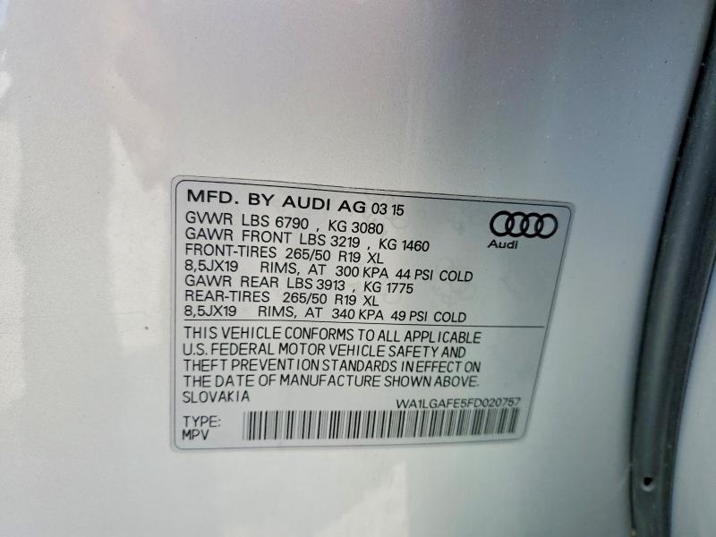 Aukcja sprzedaży 2015 Audi Q7, vin: WA1LGAFE5FD020757, numer aukcji: 52004856