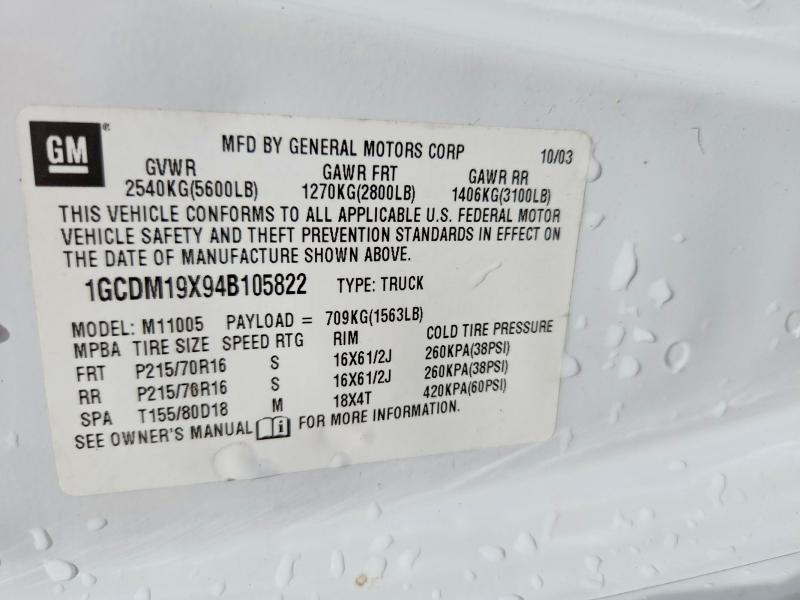 Продаж на аукціоні авто 2004 Chevrolet Astro, vin: 1GCDM19X94B105822, номер лоту: 51753886