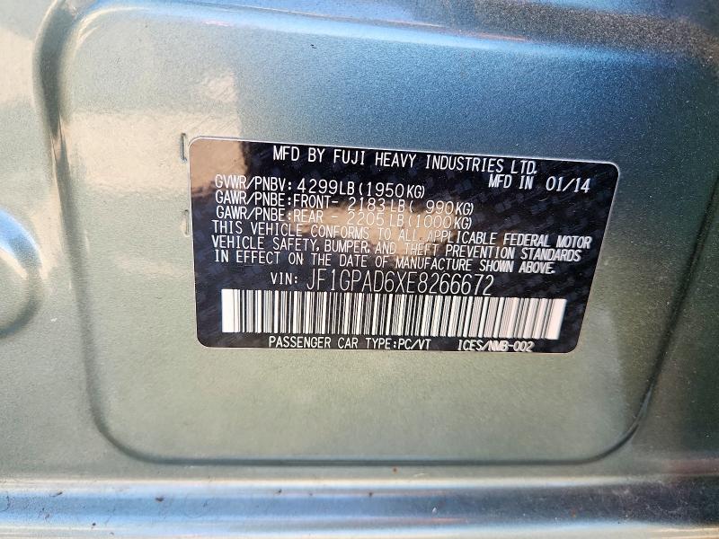 Aukcja sprzedaży 2014 Subaru Impreza, vin: JF1GPAD6XE8266672, numer aukcji: 53008156