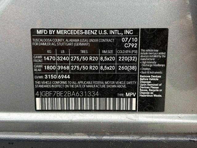 Продажа на аукционе авто 2011 Mercedes-benz Gl, vin: 4JGBF7BE2BA631334, номер лота: 55096736