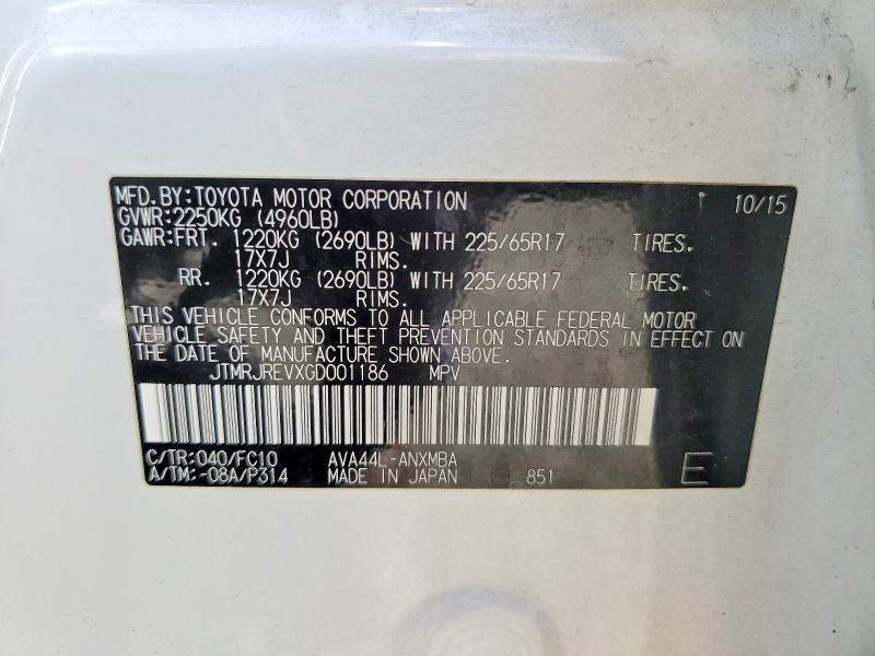 53760866 :رقم المزاد ، JTMRJREVXGD001186 vin ، 2016 Toyota Rav4 Hv مزاد بيع