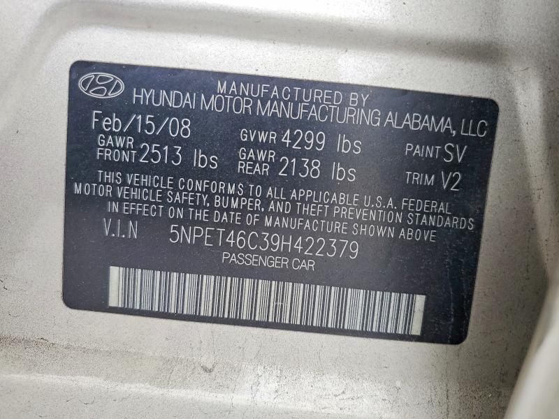 Продаж на аукціоні авто 2009 Hyundai Sonata, vin: 5NPET46C39H422379, номер лоту: 53258506