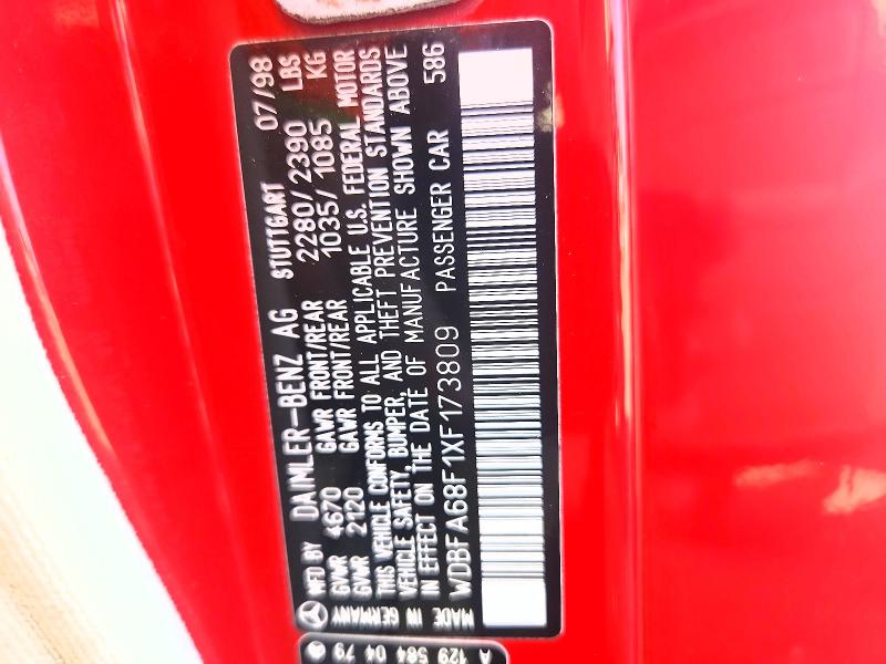 Aukcja sprzedaży 1999 Mercedes-benz Sl, vin: WDBFA68F1XF173809, numer aukcji: 52836326