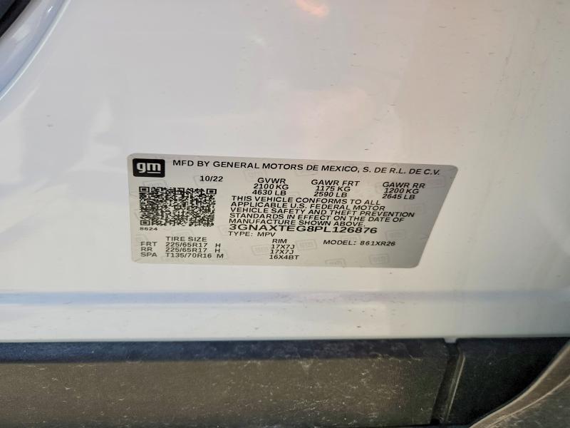 52140996 :رقم المزاد ، 3GNAXTEG8PL126876 vin ، 2023 Chevrolet Equinox مزاد بيع