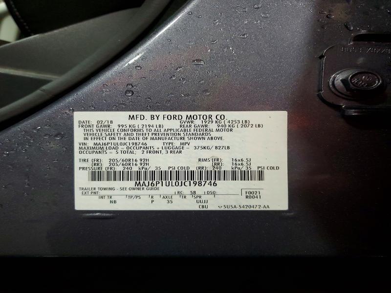 Продажа на аукционе авто 2018 Ford Ecosport, vin: MAJ6P1UL0JC198746, номер лота: 54230446