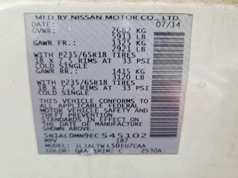 Продажа на аукционе авто 2014 Infiniti Qx60, vin: 5N1AL0MN9EC545102, номер лота: 53723036