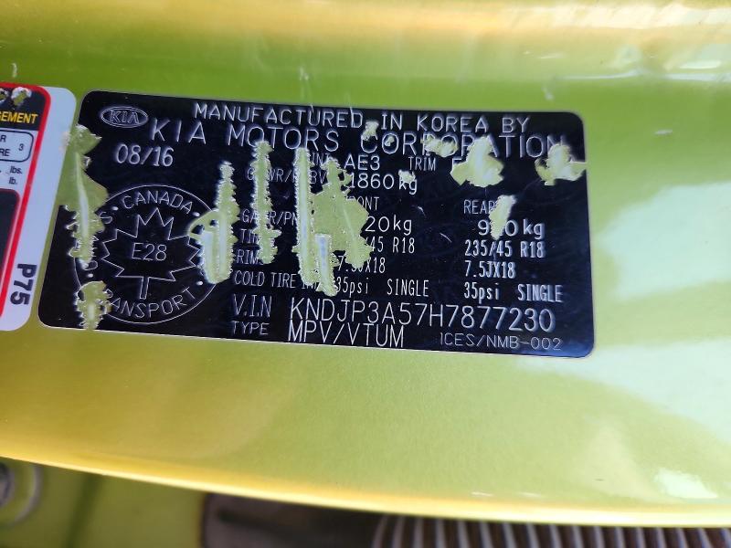 55239666 :رقم المزاد ، KNDJP3A57H7877230 vin ، 2017 Kia Soul مزاد بيع