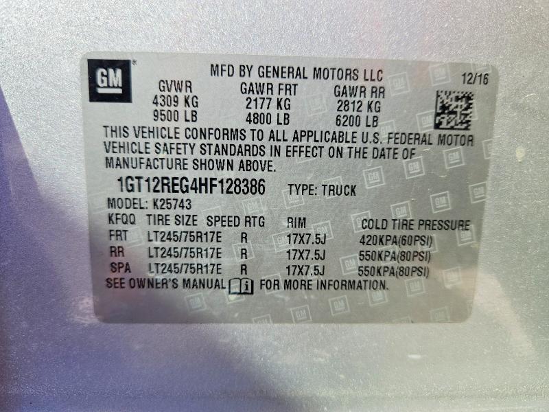 52723706 :رقم المزاد ، 1GT12REG4HF128386 vin ، 2017 Gmc Sierra مزاد بيع