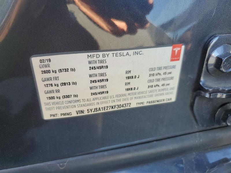 Продаж на аукціоні авто 2019 Tesla Model S, vin: 5YJSA1E27KF304372, номер лоту: 53633976