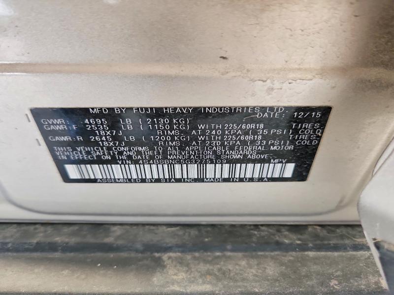 Продаж на аукціоні авто 2016 Subaru Outback, vin: 4S4BSBNC5G3275109, номер лоту: 53269046