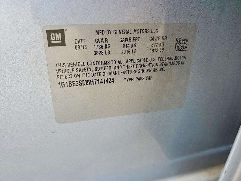 Продаж на аукціоні авто 2017 Chevrolet Cruze, vin: 1G1BE5SM5H7141424, номер лоту: 53323286