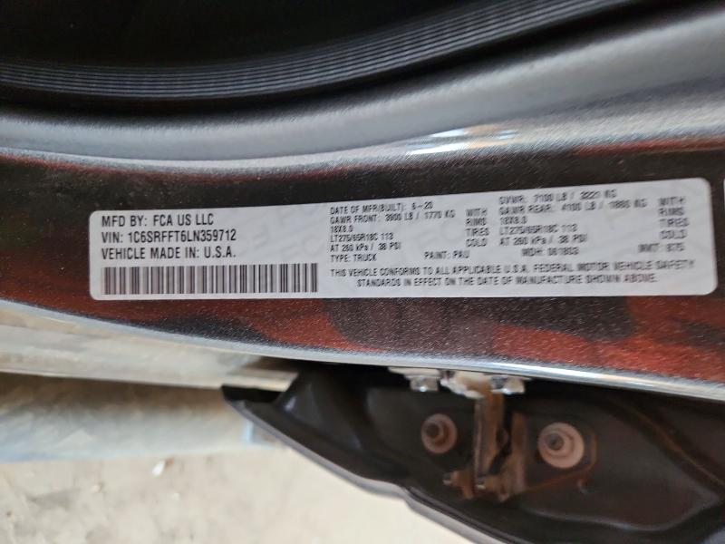 2020 Ram 1500 მანქანა იყიდება აუქციონზე, vin: 1C6SRFFT6LN359712, აუქციონის ნომერი: 53739606