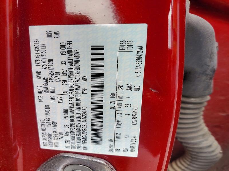 Продажа на аукционе авто 2020 Ford Escape, vin: 1FMCU0G62LUA22070, номер лота: 52230066