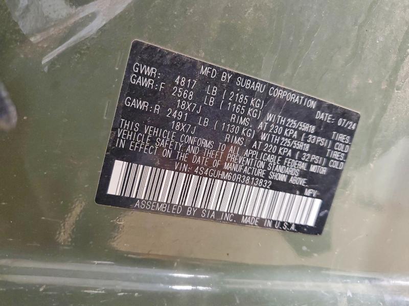 52281876 :رقم المزاد ، 4S4GUHM60R3813832 vin ، 2024 Subaru Crosstrek مزاد بيع