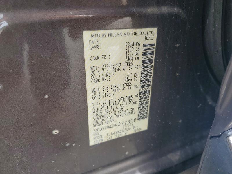 Продаж на аукціоні авто 2015 Nissan Murano, vin: 5N1AZ2MG1FN277308, номер лоту: 55408416