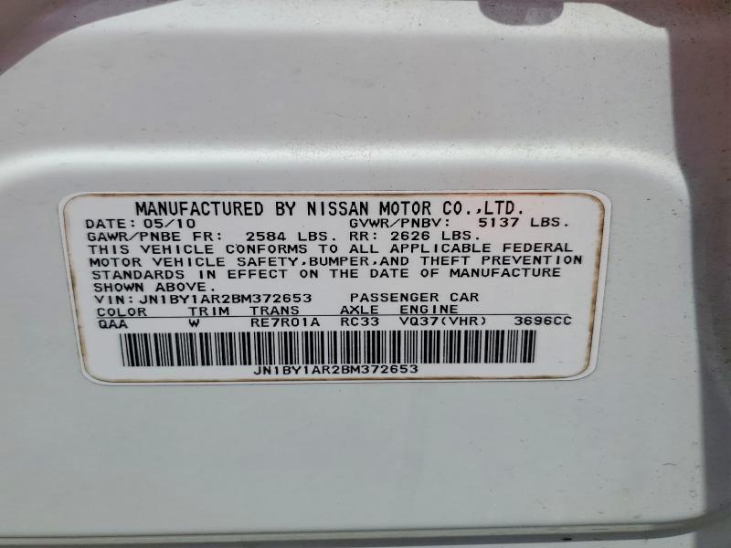 Aukcja sprzedaży 2011 Infiniti M37, vin: JN1BY1AR2BM372653, numer aukcji: 52526146