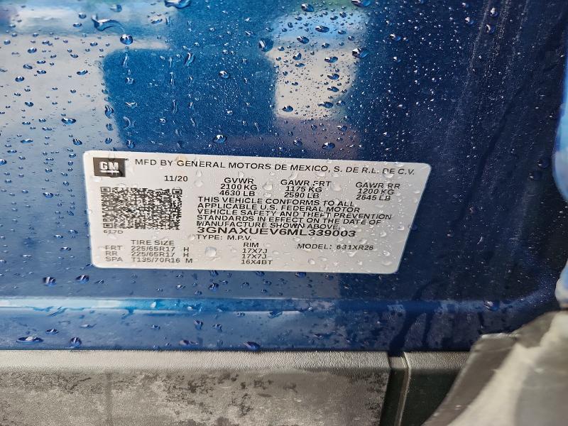 Продаж на аукціоні авто 2021 Chevrolet Equinox, vin: 3GNAXUEV6ML339003, номер лоту: 54970056