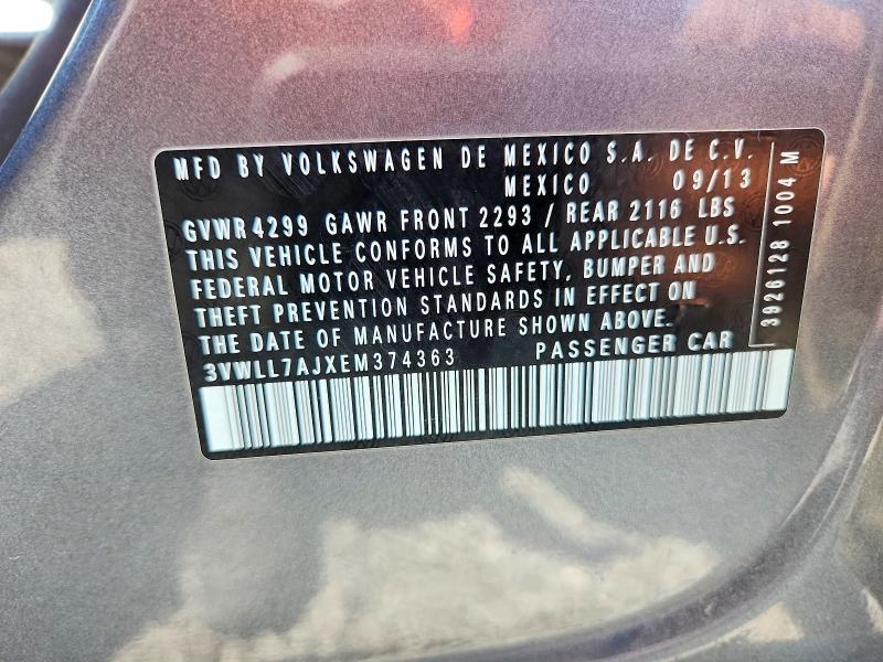 Aukcja sprzedaży 2014 Volkswagen Jetta, vin: 3VWLL7AJXEM374363, numer aukcji: 53638746