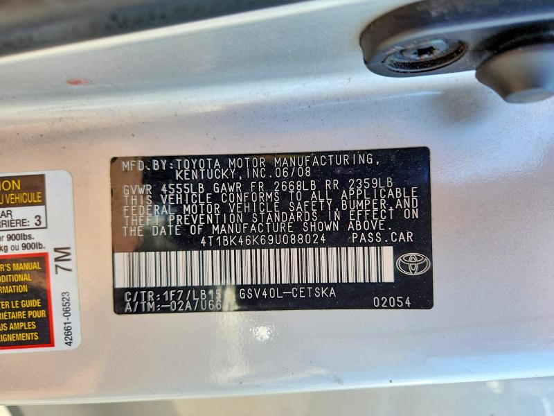 Продажа на аукционе авто 2009 Toyota Camry, vin: 4T1BK46K69U088024, номер лота: 54509676