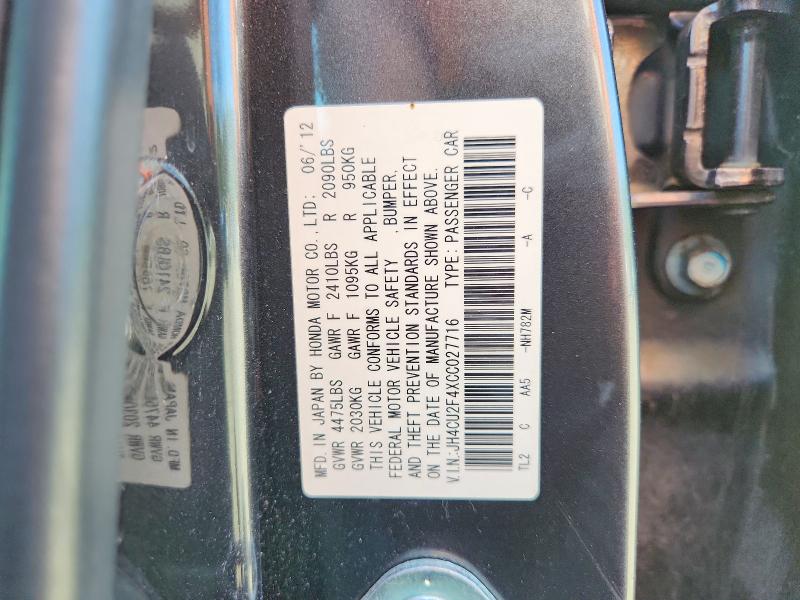 Aukcja sprzedaży 2012 Acura Tsx, vin: JH4CU2F4XCC027716, numer aukcji: 52466736