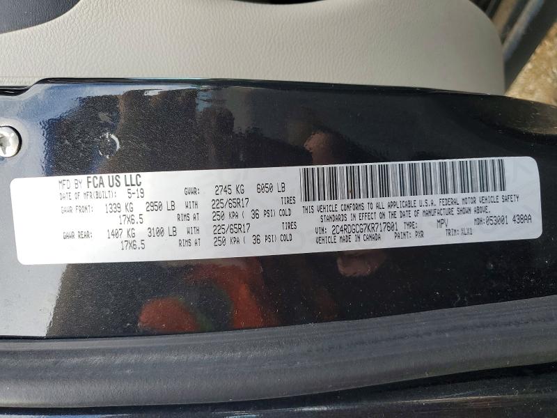 Продаж на аукціоні авто 2019 Dodge Grand Caravan, vin: 2C4RDGCG7KR717601, номер лоту: 54446136
