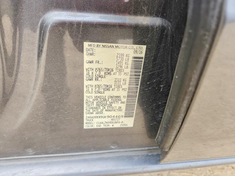 53006036 :رقم المزاد ، 1N6AD0ER9GN904469 vin ، 2016 Nissan Frontier مزاد بيع