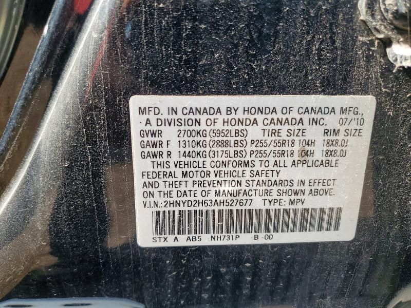 Продаж на аукціоні авто 2010 Acura Mdx, vin: 2HNYD2H63AH527677, номер лоту: 52269166
