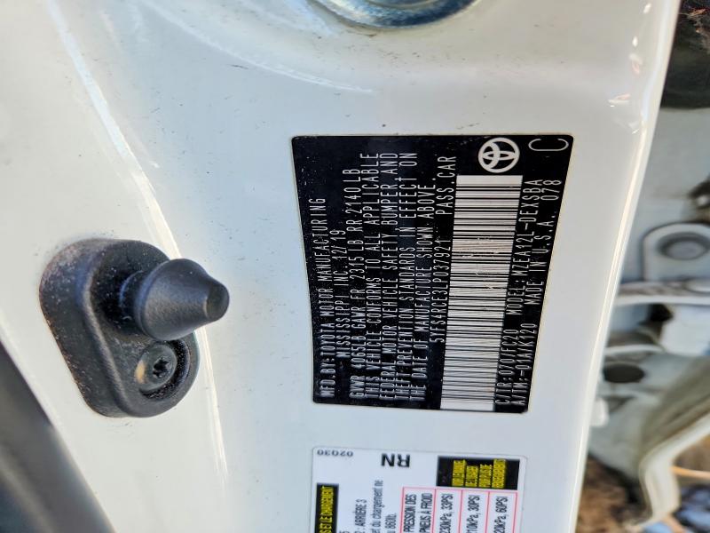 53361296 :رقم المزاد ، 5YFS4RCE3LP037921 vin ، 2020 Toyota Corolla مزاد بيع