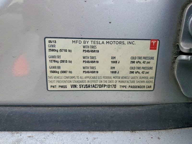 Продажа на аукционе авто 2013 Tesla Model S, vin: 5YJSA1AC7DFP10170, номер лота: 51923026